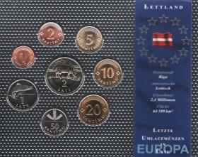 拉脱维亚8枚全套硬币 1992--2003年 全新封装UNC