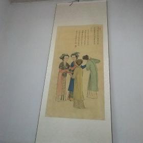 国画，手绘，唐伯虎四美图，挂件，装饰画