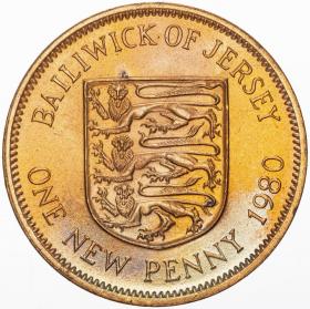 三狮 英属泽西1便士硬币 直径20mm 年份随机 全新
