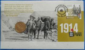 第一次世界大战100周年 2014年 澳大利亚1元纪念币 邮币首日封