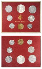 梵蒂冈8枚硬币 1976年 1-500里拉套币 含500里拉银币 全新