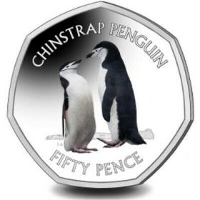 英属南极领地50便士 2019年 帽带企鹅 彩色纪念币