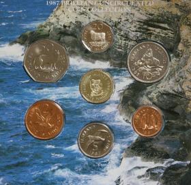 福克兰群岛7枚硬币 1987年 官方精装套币 全新