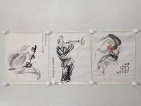 保真书画，陈幼民陕北古乐组画三幅，纸本托片，尺寸51×40.5cm×3。陈幼民， 1976年毕业于西安美术学院。现为中国工人出版社副总编辑、编审，中国美术家协会会员。