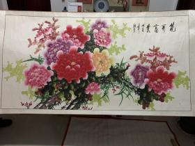 保真名画 花开富贵牡丹图 桂芳