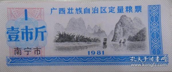 1981年广西壮族自治区定量粮票（南宁市1市斤）