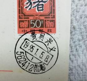 猪年首日实寄封-猪场戳--挂号--pJ袋