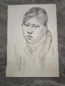 保真书画：王少华速写 1985年画于抚松钟厂 王艳玲