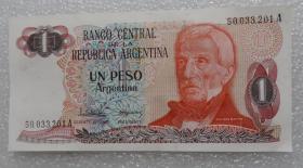 全新UNC 阿根廷1比索 纸币 外国钱币 1983-84年