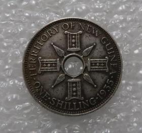 英属新几内亚 1935年 乔五1先令 银币
