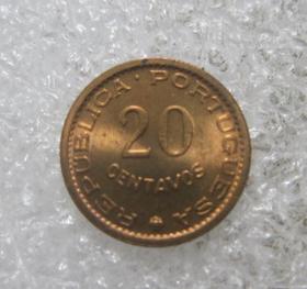葡属圣多美和普林西比1971年20分铜币