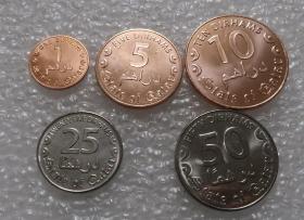 卡塔尔5枚一套硬币 2016年版套币 外国硬币