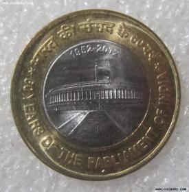 印度2012年印度议会60周年10卢比双色纪念币
