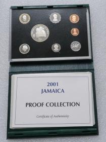牙买加 2001年 8枚 套币PROOF带一枚银币 外国钱币
