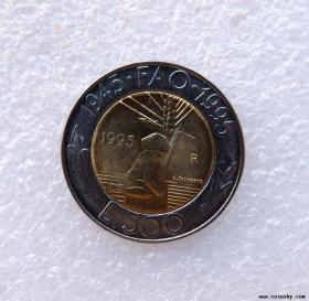 圣马力诺 1995年 500里拉 双色币  外国钱币