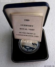 根西岛1989年2磅 银币