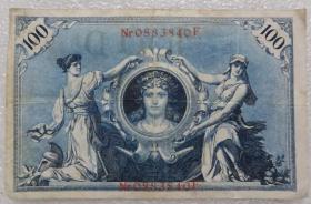德国1908年100马克 纸币 外国钱币纸币外币纪念币