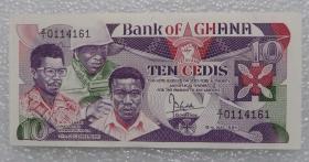 全新UNC 1984年加纳10塞地 外国纸币