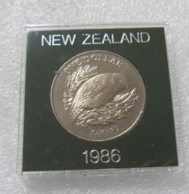 新西兰 1986年1元 鸟类动物-枭鹦鹉 克朗币 纪念币