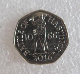 英国2016年 哈罗德国王 黑斯廷斯战役 50便士纪念币