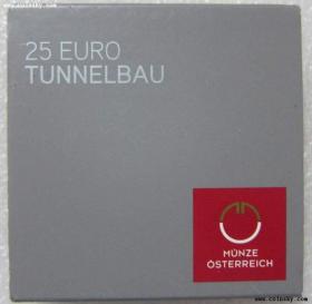 奥地利2013年发行隧道施工25欧元铌夹心银币