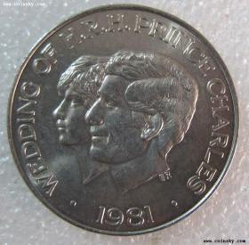 西萨摩亚1981年1元 克朗币 纪念币 外国钱币
