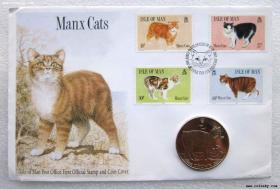 马恩岛1988年1克朗 猫 纪念币 外国钱币