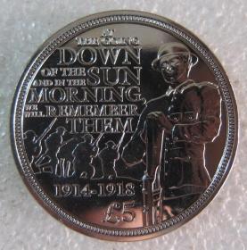 根西2014年5镑 一战百年 纪念币