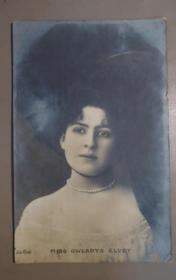 1905年 ANTIQUE POSTCARD -Miss Gwladys Elvey 古董明信片《名伶 爱尔薇 小姐》原品卤银老照片 明艳动人