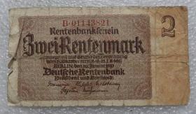 德国早期马克2马克 纸币 外国钱币