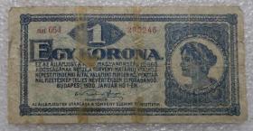 匈牙利 1920年版 1克朗 外国纸币