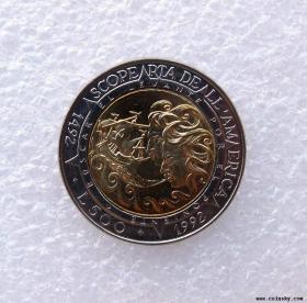 圣马力诺1992年500里拉 双色币