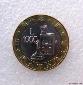 圣马力诺1997年1000里拉 双色币