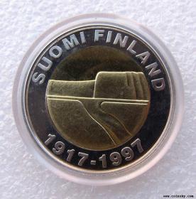 芬兰1997年独立80周年25马克 双色币
