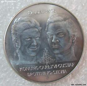 瑞典1976年50克朗国王皇后纪念银币