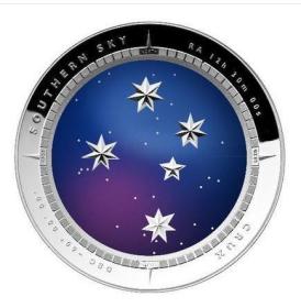 【海宁潮天期货】获奖澳大利亚2012年天文币南十字星空穹顶精制银币