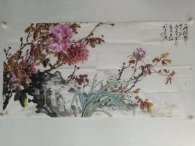 保真书画，中央国家机关美术家协会副主席薛居波花鸟画精品一幅