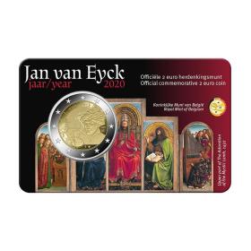 比利时2020年 画家杨.凡.艾克 2欧元双色纪念币 荷兰文版 卡币