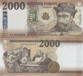 匈牙利2000福林纸币 外国钱币 2016年版 全新UNC