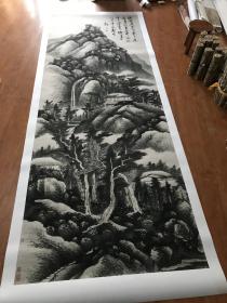 龚贤-挂壁飞泉图， 99*273公分，全彩微噴印製，
