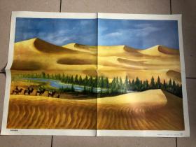 小学地理教学挂图：温带沙漠景象。尺寸：两开