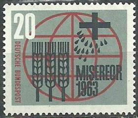 联邦德国 德国1963 为战胜世界上的饥饿和疾病而斗争1全新 雕刻版