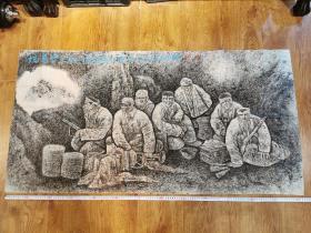 安徽著名人物画家，张景虹，革命题材，人物画，一幅！