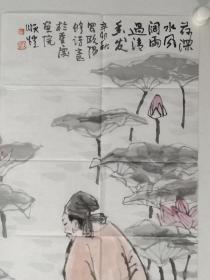 保真书画，著名画家周顺恺四尺整纸国画《赏荷图》一幅。周顺恺，中国美协理事，重庆画院院长，国家一级美术师,重庆市中国画学会会长。重庆市文史馆馆员。中国美协四届中国画艺委会委员，中国画学会常务理事，中国美协河山画会副会长，中央文史研究馆书画院研究员，文化部优秀专家，中国美术家协会授予“民族杰出美术家”，文化部、财政部“国家重大历史题材美术创作工程”创作者，重庆市学术技术带头人，享受国务院政府特殊津