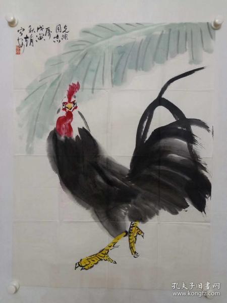 保真书画，著名画家，中央美院教授赵宁安先生1998年国画一幅《大吉图》，尺寸91cm×68cm