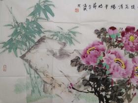 保真书画，北京画院画家，王雪涛纪念馆馆长，著名画家温瑛四尺整纸精美国画一幅