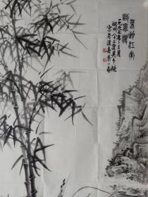 保真书画，“湖州八老”之一，吴个钝四尺整纸国画精品一幅136×69cm