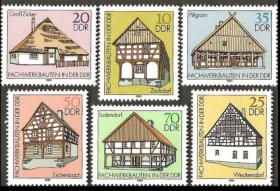 民主德国 东德1981年 民间建筑艺术 民居 6全新