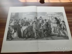 【现货】1889年巨幅木刻版画《婚礼》（Die Hochzeit zu Tana） 尺寸约54.2*40.8厘米