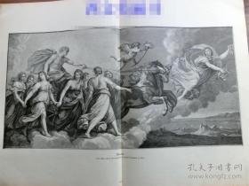 1885年巨幅木刻版画《曙光女神》（Aurora） 尺寸约54.2*40.8厘米